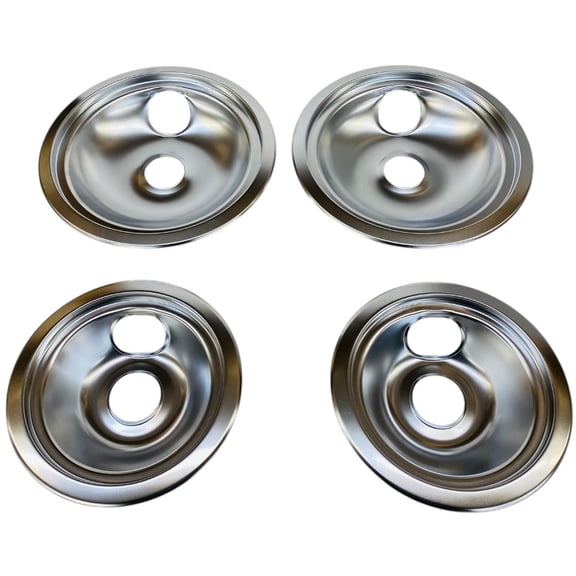Deep Bowl Drip Pans, 4 Pack, fits GE (2x-6" WB31X5010 & 2x-8" WB31X5011)