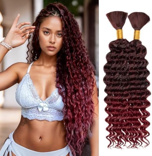 Deep Braiding Hair for Black Women Deep Wave Bulk Hair for Braiding 20inch 150g for Deep Wave Braiding Hair Extensions Synthetic  Braiding Hair for Boho Braids No Weft (TBUG 2Pack)