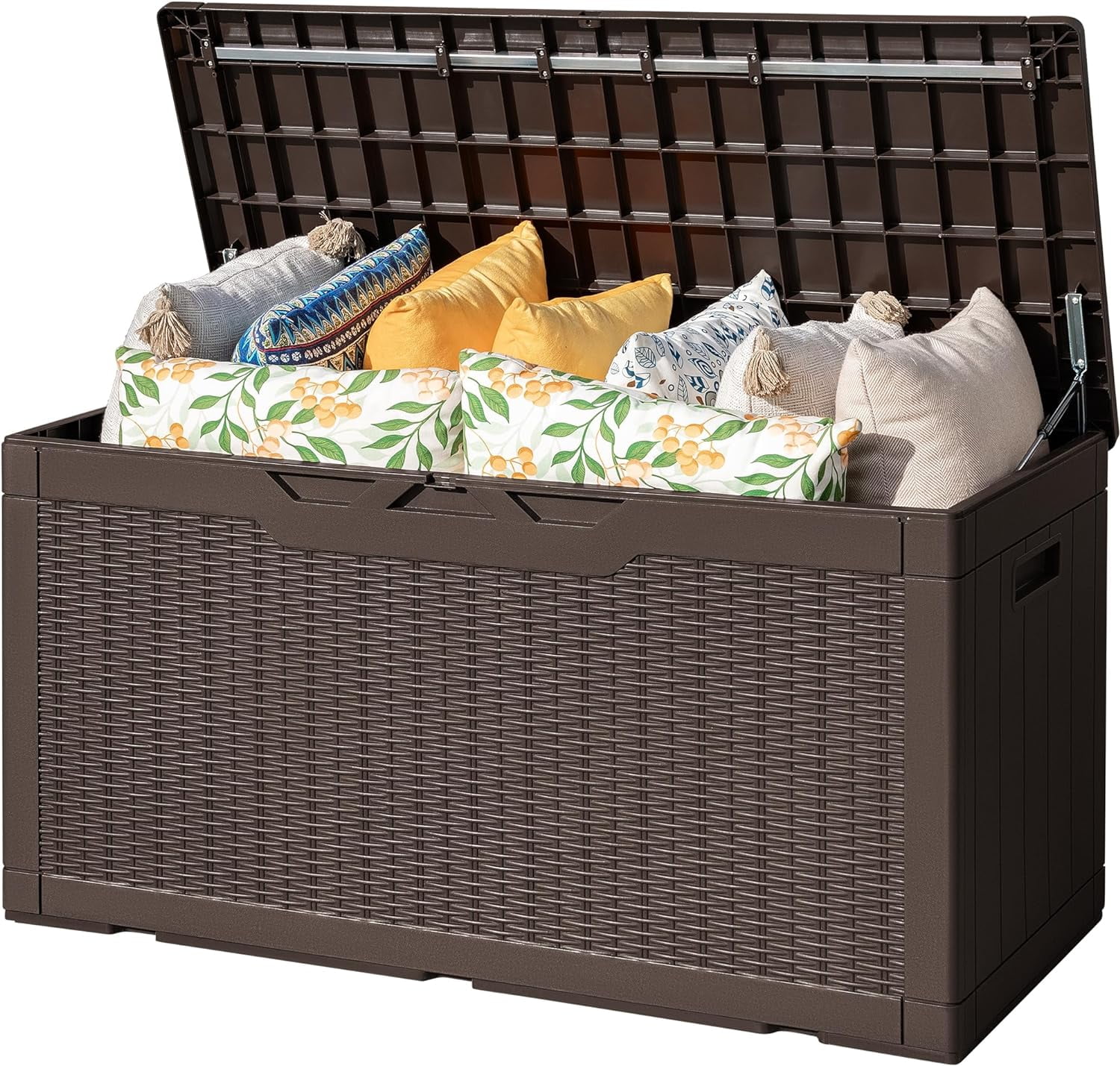 Deep Brown Outdoor Storage Box 100 Gallon Waterproof Resin Deck Box ...