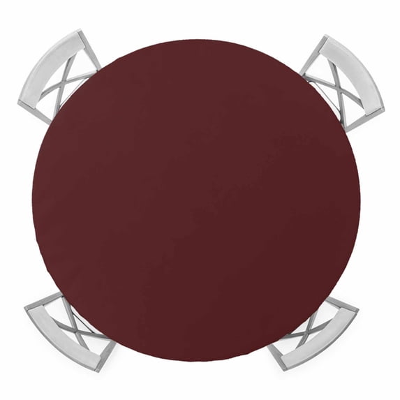 Deep Brown Round Table Cover, Brown Solid Color Background Autumnal Minimalist Waterproof Fitted Tablecloths for 45"-54" Tables, Washable Picnic Table Cover for Camping Dining Indoor Outdoor