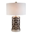 thumbnail image 1 of Deep Brown and Silver Geo Weave Table Lamp, 1 of 4