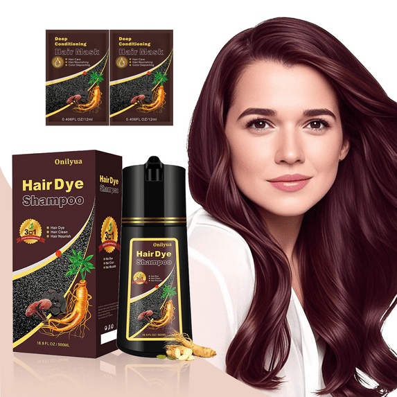 Deep Burgundy Hair Dye Shampoo 3 in 1, Instant Hair Color Shampoo with Hair Masks, Champu Para Pintar el Pelo for Women Men 500Ml