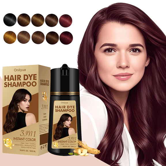 Deep Burgundy Hair Dye Shampoo 3 in 1, Instant Hair Color Shampoo with Hair Masks, Champu Para Pintar el Pelo for Women Men 500Ml