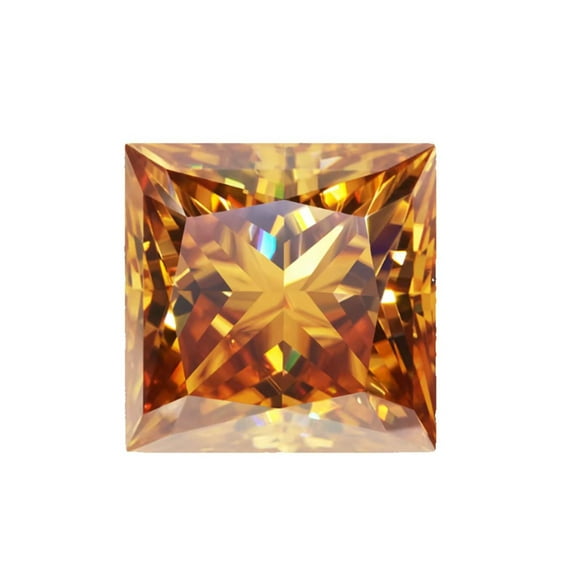 Deep Champagne Princess Cut Moissanite Stones