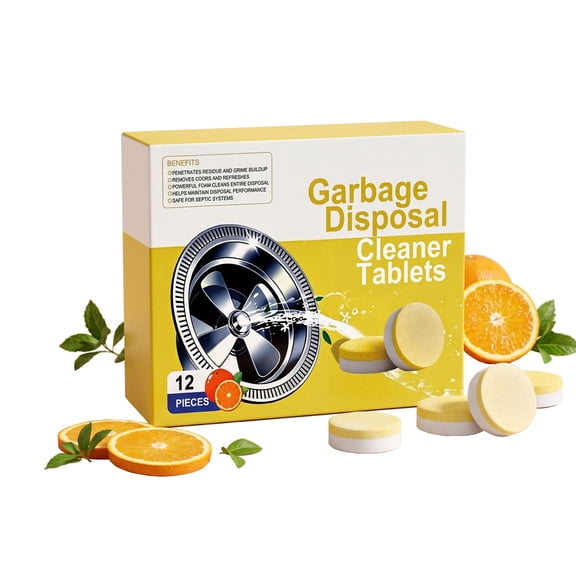 Deep Clean Disposal Tablets, Deep Cleaning for Garbage Disposals for Kitchen Drain Natural Citrus Deodorizer, Kitchen Drain Cleaning Care, 12 Tablets