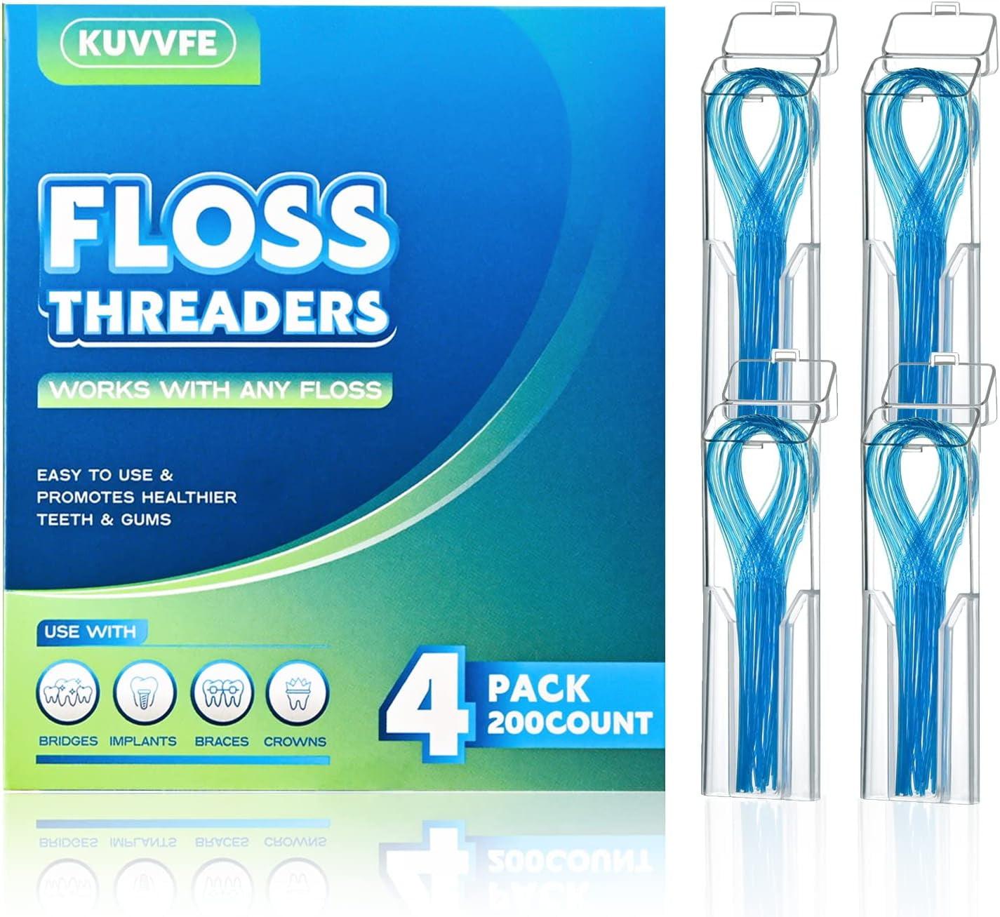 Deep Clean Floss Threaders for Braces, Bridges, Implants 200 Count