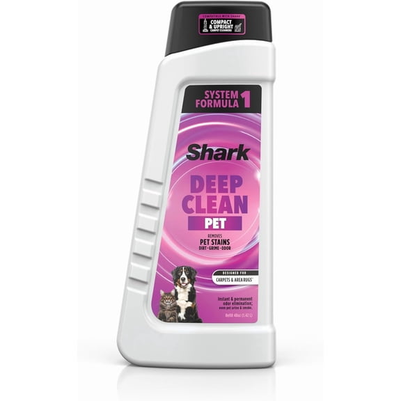 Shark Deep Clean Pet Formula for All Shark Upright and Portable Cleaners, Formulated for All s, Upholstery & Area Rugs, Tackles Tough Pet Messes and Odors, 48oz, EXCP48