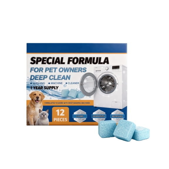 Deep Clean Washer Tablets for Odor Elimination, Pet Hair & Lint Removal, Preventing Blockages, Extends Washer Life, Safe for HE & All Washers