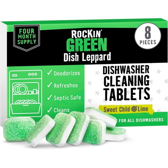 Deep Cleaning and Deodorizing Tablets for Dishwashers, Washing Machines, and Garbage Disposals, Removes Odor and Residue (Dishwasher Cleaning Tablets, 8 Pack)