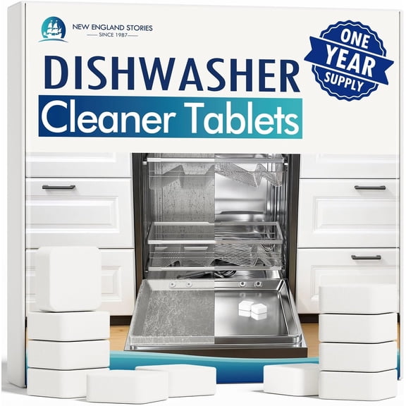 Deep Cleaning Dishwasher Cleaner Tablets - 24 Pack (1 Year Supply) Descaler & Deodorizer Pods, Fragrance-Free, Septic Safe - Removes Limescale, Grease, Odors