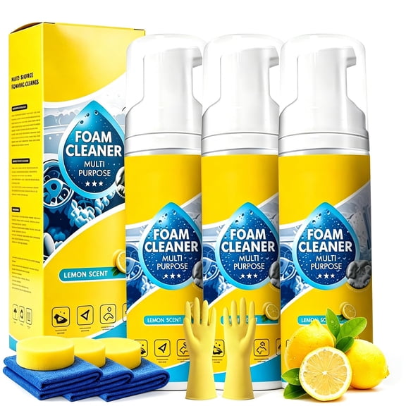 Deep Cleaning Foam All-Purpose Cleaner, New Foam Cleaner Multi Purpose, Foam No-Rinse Cleaner, Heavy Duty 4 in 1 Multi Enzyme Foam Cleaner Spray for Car Interior and Home Furnishings(3Pcs)