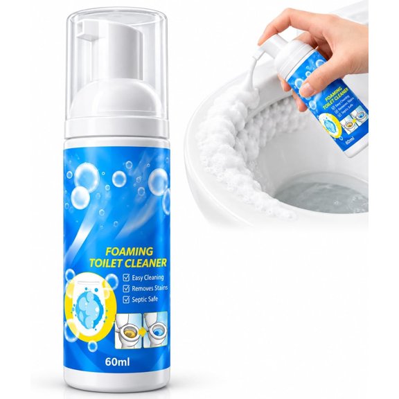 Deep Cleaning Toilet Bowl Cleaner Mousse,Active Foaming Cleaner with Precision Nozzle, Thick Clinging Foam for Toilet Rims, Crevices, Stains & Grime (1Pcs)