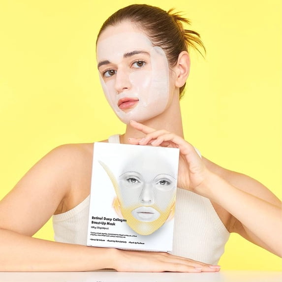 Deep Collagen Retinol Face Lifting Mask,1Box(4pcs) Under Chin Tightening and Lifting V Line Mask, Smile Line & Forehead Wrinkle Firming Lift Facial Masks for Women,Korean Skin Care