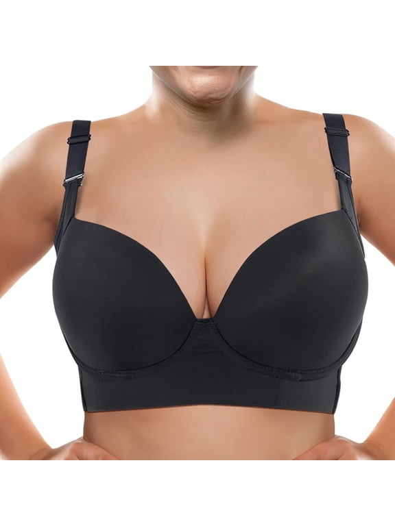 Deep Cup Bra Hides Back Fat,Fashion Deep Cup Bra Bra with Shapewear Incorporated,Cover Back Fat Bras for Women