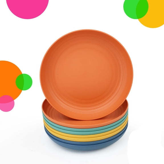 Deep Dinner Plates Set of 8 Alternative for Plastic Plates Microwave and Dishwasher Safe Wheat Straw Plates for Kitchen Unbreakable Plate Set with 4 Colors