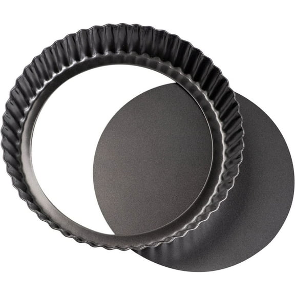 Deep Dish Quiche Pan. 11 x 2 Tall Pie Pan Deep Tart Pan with Removable Bottom. Nonstick Large Fluted Tart Mold Loose Base Round Deep Pizza Pan for Baking Thanksgiving Pumpkin Pie