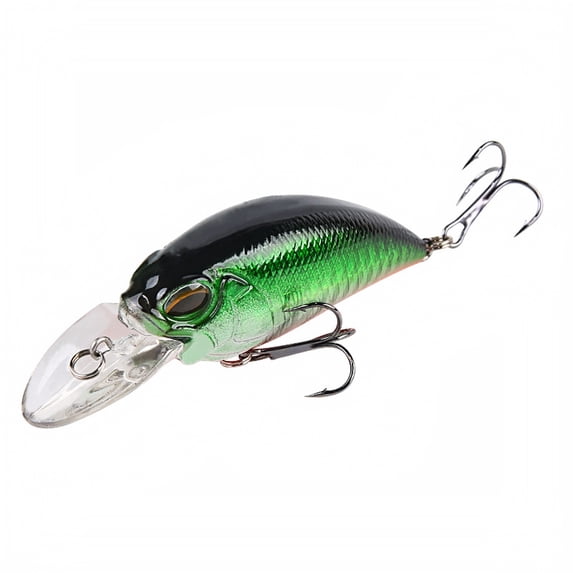 Deep Diving Crankbait Fishing Lure, Floating Rattling Hard Bait with 3D Eyes and Dual Treble Hooks for Bass, Green, 4.33 Inch