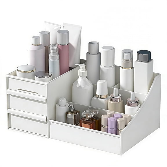 Deep Drawer Cosmetic Storage Box – Versatile Perfume Organizer & Dresser Caddy for Vanity, Bathroom & Bedroom - (Whith,M)