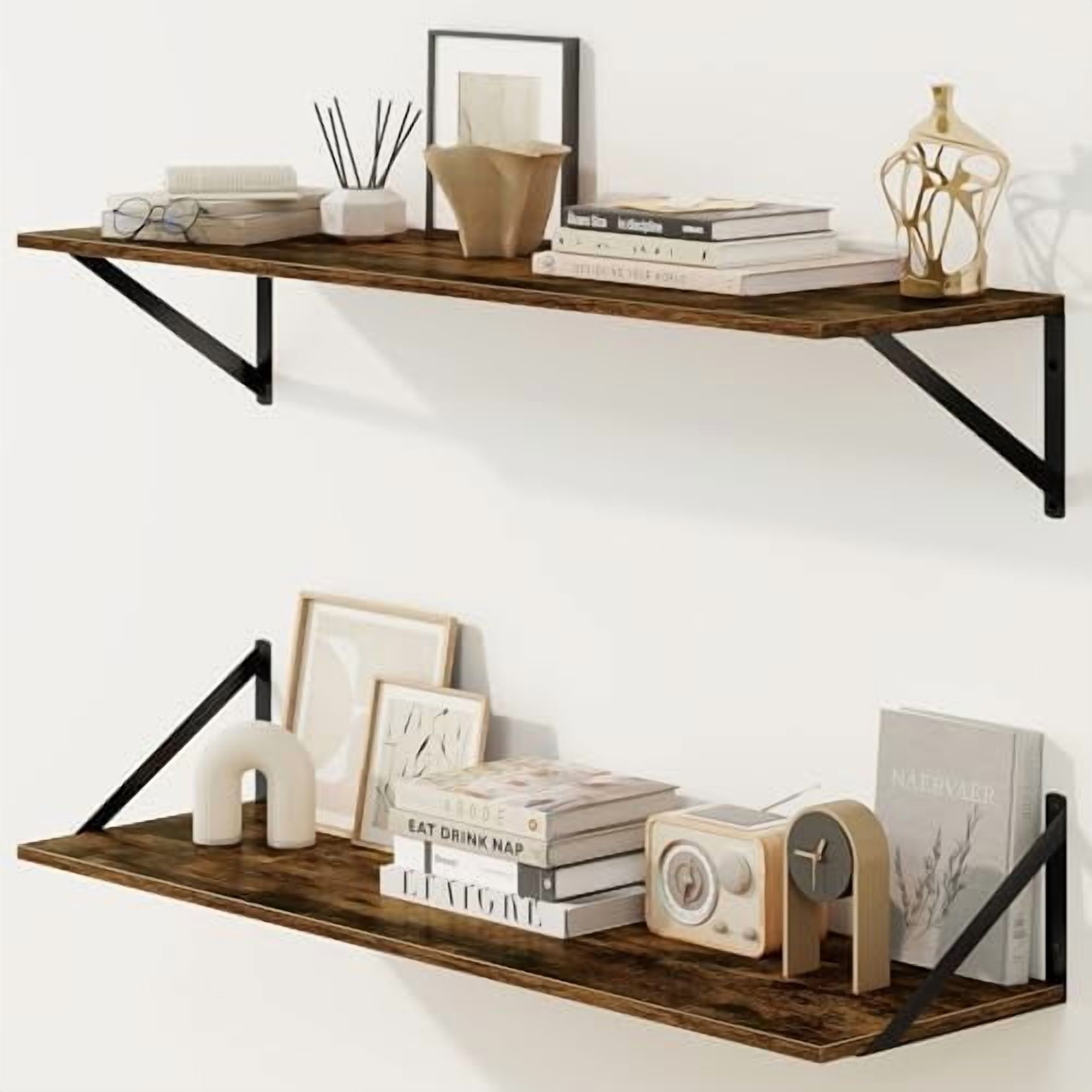 Bl Shelf Deep Floating Shelves for Wall, 55W x 8D Wall Mounted Shelves Set of 2 ...