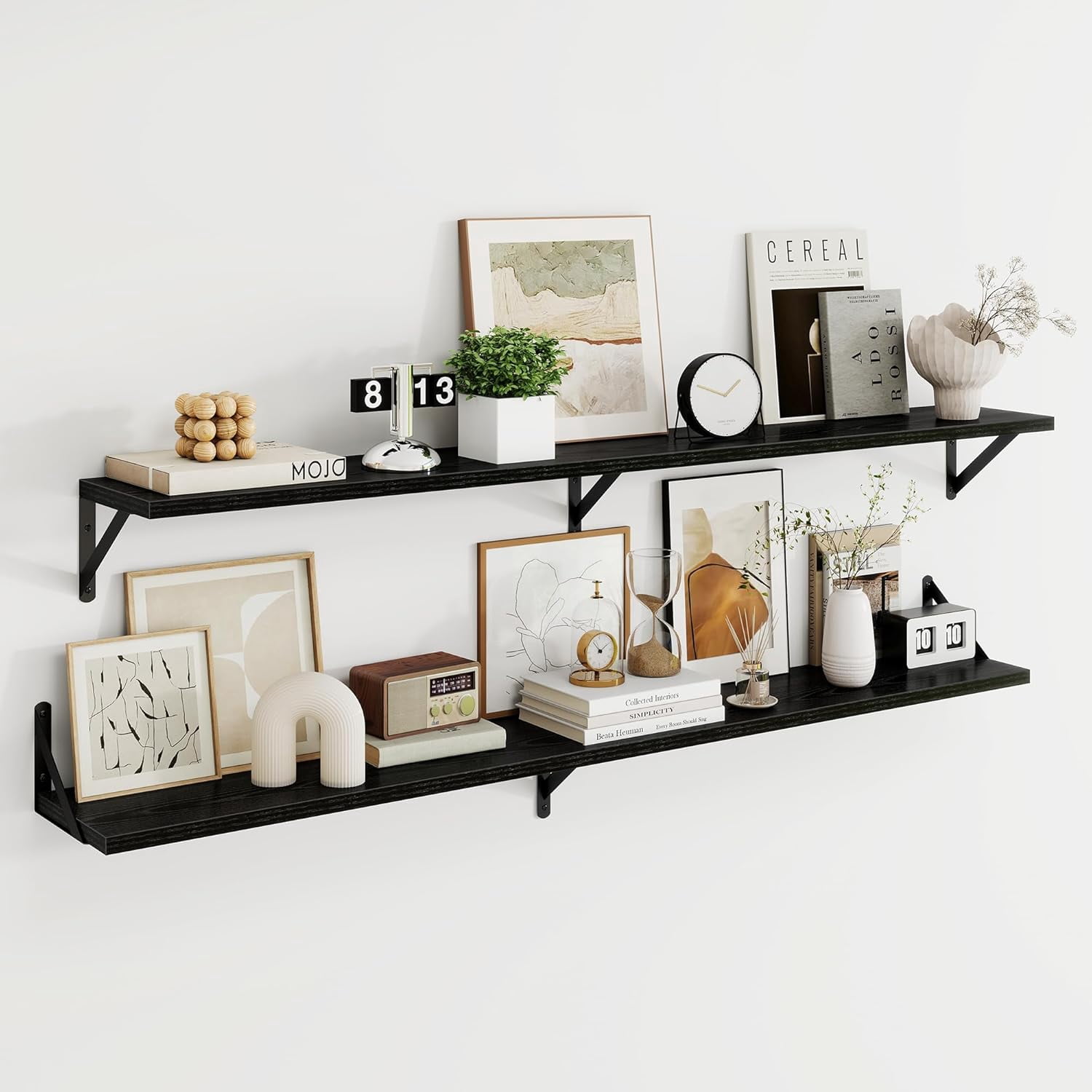 Bl Shelf Deep Floating Shelves for Wall, 55W x 8D Wall Mounted Shelves Set of 2 ...