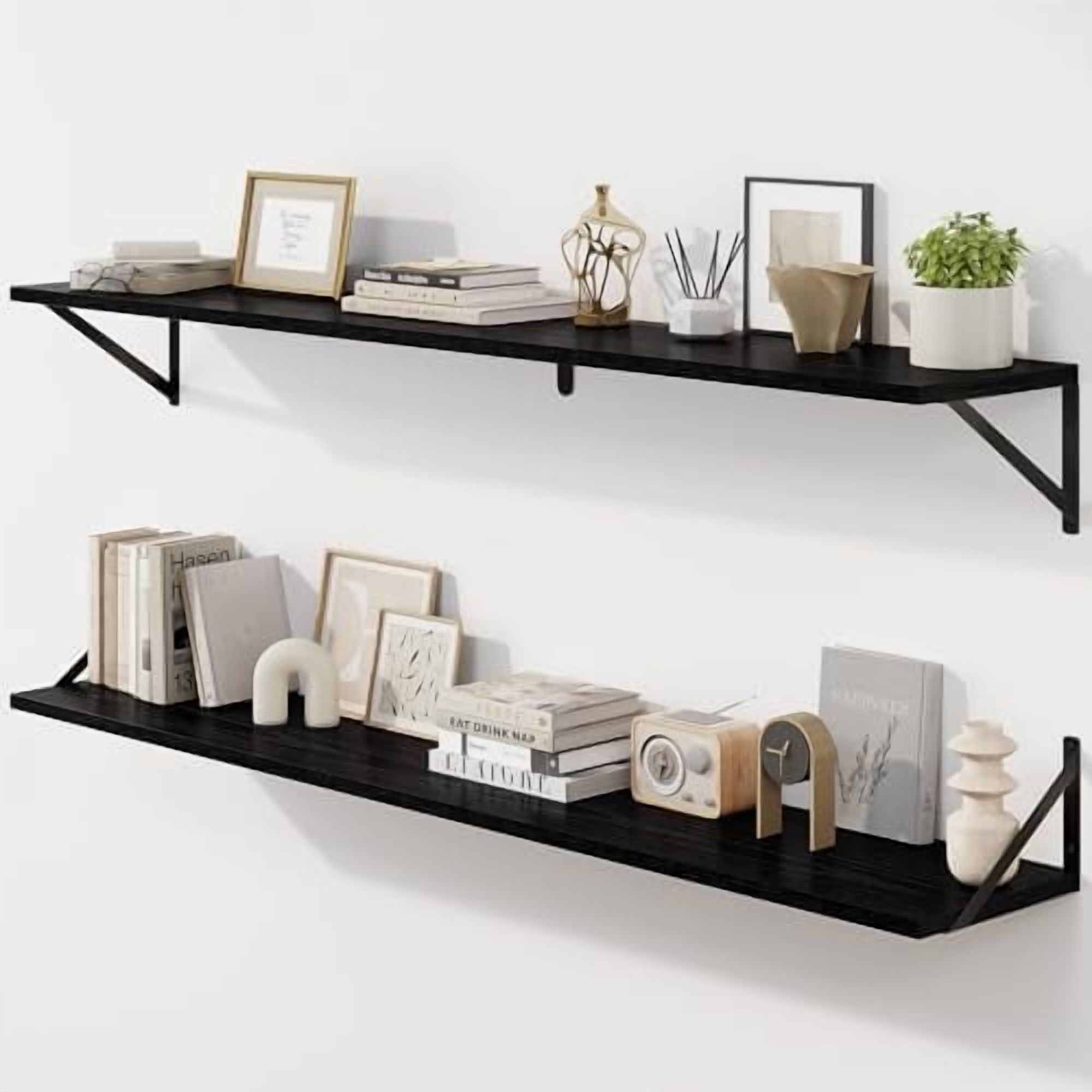 Bl Shelf Deep Floating Shelves for Wall, 55W x 8D Wall Mounted Shelves Set of 2 ...