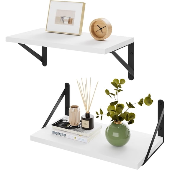 Deep Floating Shelves for Wall,8 Inch Deep Floating Shelves Set of 2,16W x 8D  Wall Shelf,Wide Floating Bookshelf for Living Room, Kitchen, Office TFS002W-2