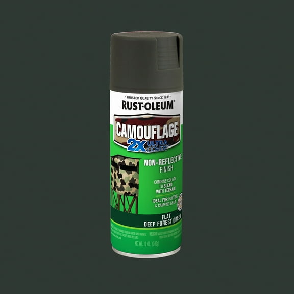 Deep Forest Green, Rust-Oleum Camouflage 2X Ultra Cover Spray Paint-279175, 12 oz