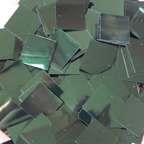 Deep Forest Green Square Sequins 25mm Two Hole Shiny Metallic Made in USA