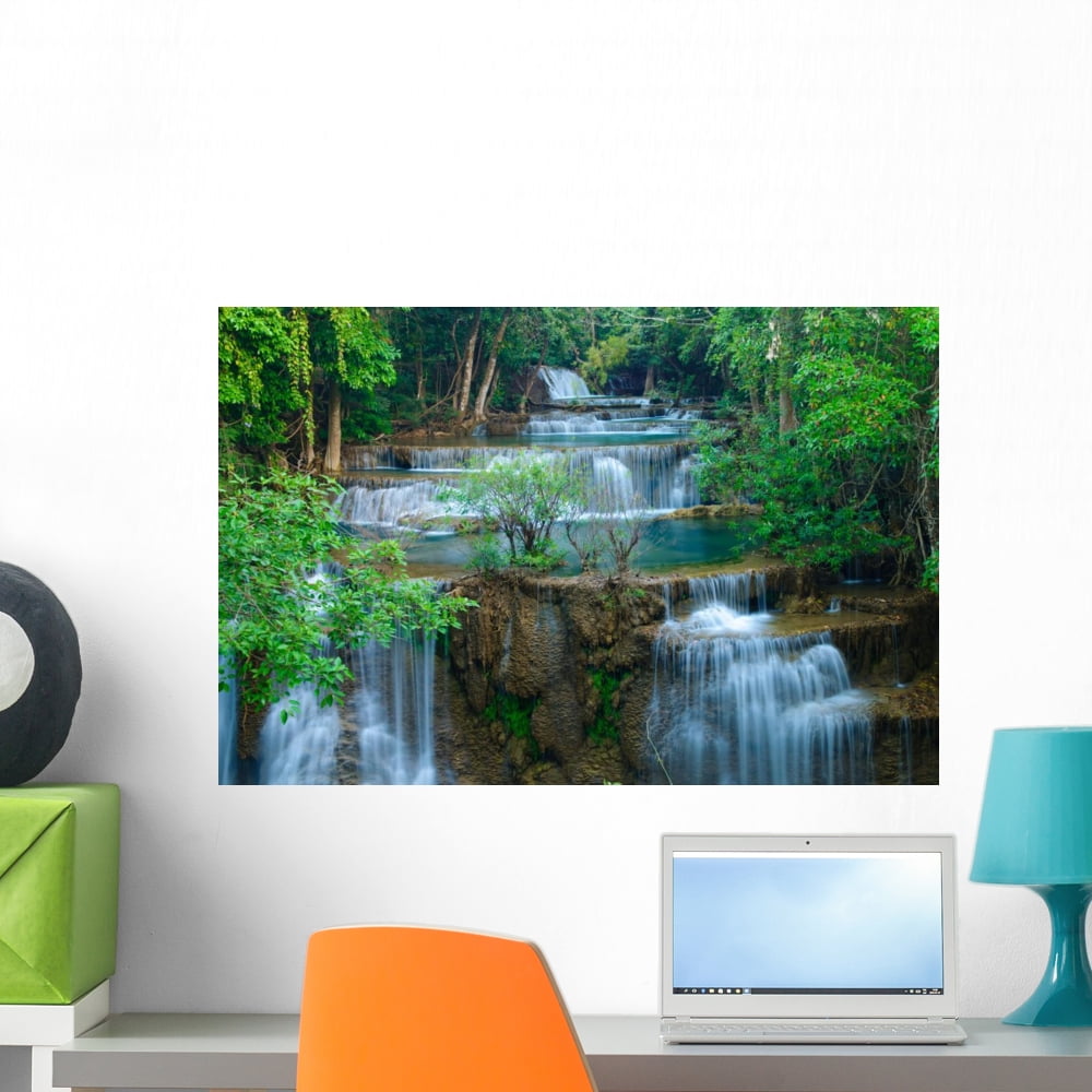 Deep Forest Waterfall Kanchanaburi Wall Mural by Wallmonkeys Peel and ...