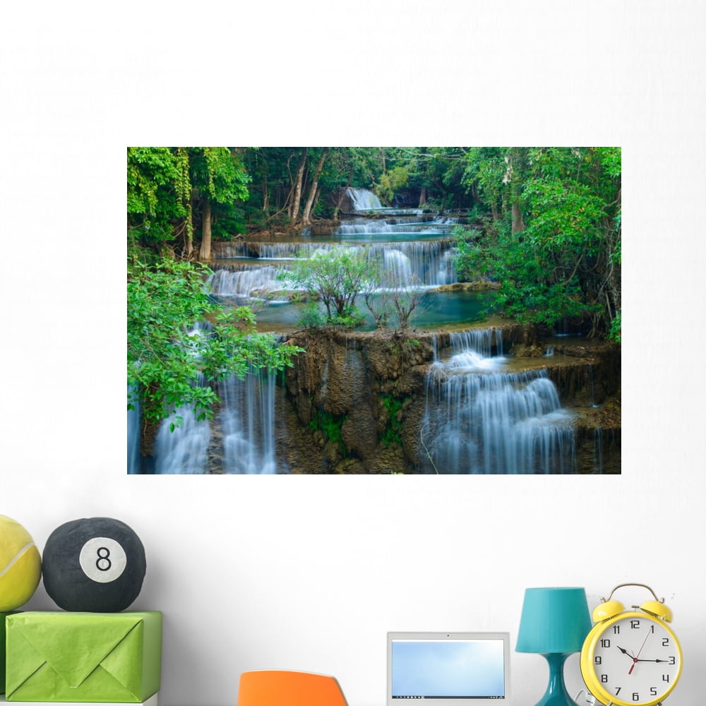 Deep Forest Waterfall Kanchanaburi Wall Mural by Wallmonkeys Peel and ...