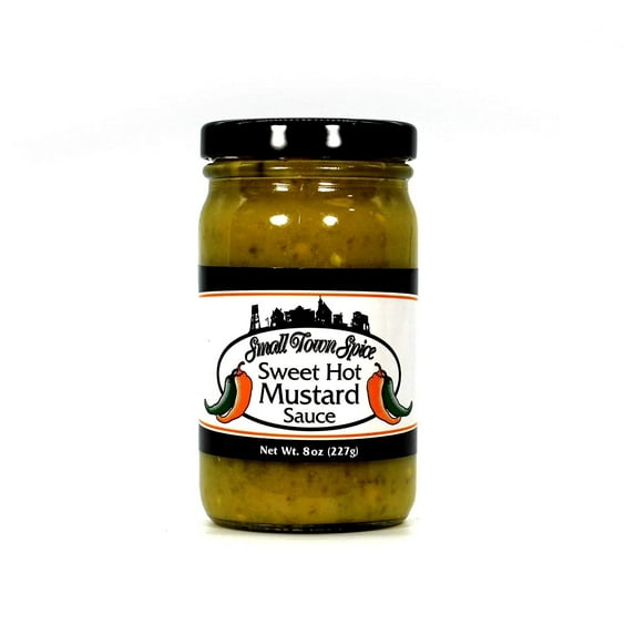 Deep Fork Small Town Spice Sweet Hot Mustard - Award Winning Spread - Sweet and Spicy Mustard Sauce Made with Jalapenos - 8 oz 227g