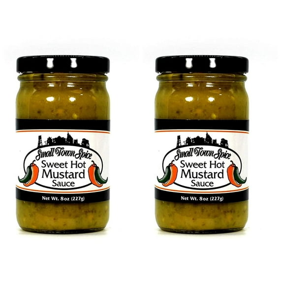 Deep Fork Small Town Spice Sweet Hot Mustard - Two Pack - Award Winning Spread - Sweet and Spicy Mustard Sauce Made with Jalapenos - Two 8 oz Jars 227g