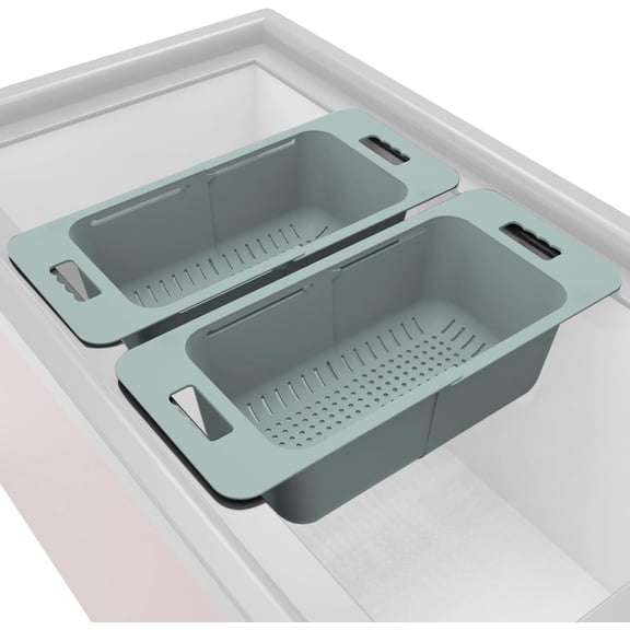 Deep Freezer Organizer Bins Expandable - Freezer Baskets for Chest Freezer Adjustable - Freezer Storage Bins with Handle - Freezer Organization Accessories for Kitchen -, 2-