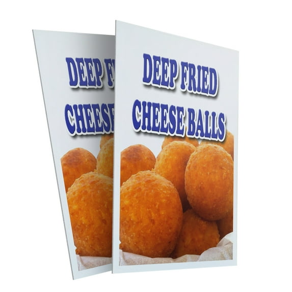 Deep Fried Cheese Balls (2-PACK) 24" x 36" Plastic Signs | Sign Insert 4mm Corrugated Plastic Signs Storefront Window Poster