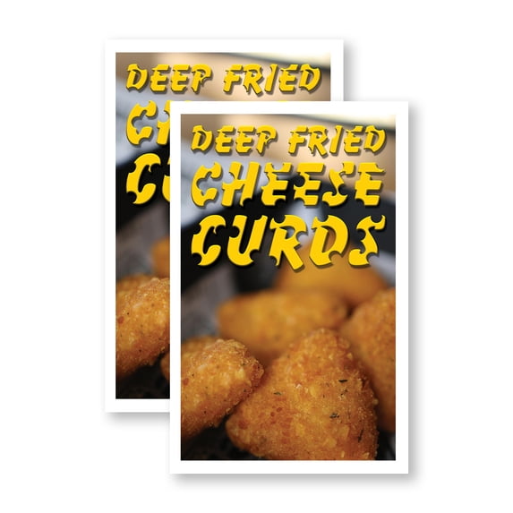 Deep Fried Cheese Curds (2-Pack) 24 Inch x 36 Inch Vinyl Decals | Sign Insert Peel & Stick Decals Stickers Window Signs | Snack Favorites, State Fair Treats, Freshly Made | Made in USA