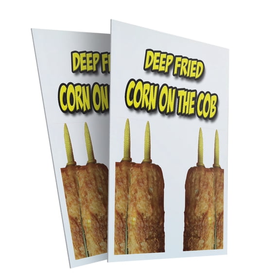Deep Fried Corn On The Cob (2-PACK) 24" x 36" Plastic Signs | Sign Insert 4mm Corrugated Plastic Signs Storefront Window Poster