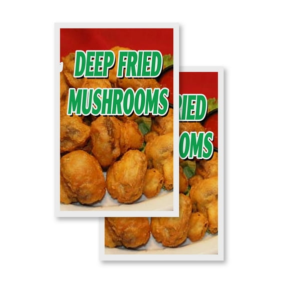 Deep Fried Mushrooms (2-PACK) 24" x 36" Vinyl Decals | Sign Insert Peel & Stick Decals Stickers Window Signs