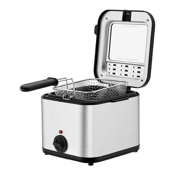 Deep Fryer 2.64 Gallon Large Capacity, 1000W Electric Fryer with Basket 110V for Home Kitchen, Triple Insulation Safety Fast Heating, Stainless Steel Countertop