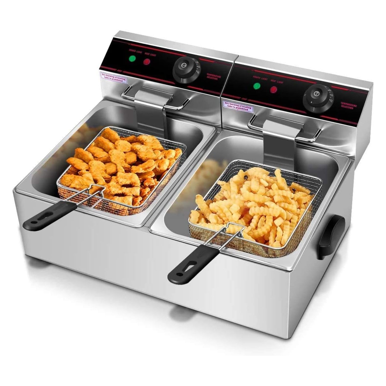 Deep Fryer with 2 * 6L Baskets, 13.4QT Electric Deep Fryers, Countertop