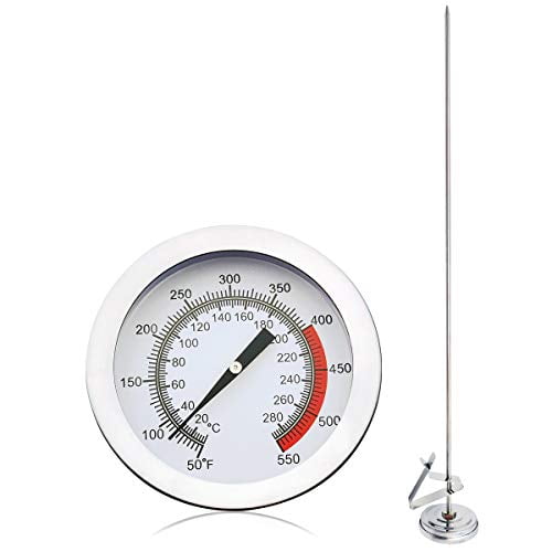 Deep Fryer/Candy/Turkey Thermometer with Clip&15 inch stem - Professional Kitchen Pot Fryer,Stainless Steel Fry Oil Thermometer for Frying,Candy and Meat Cooking