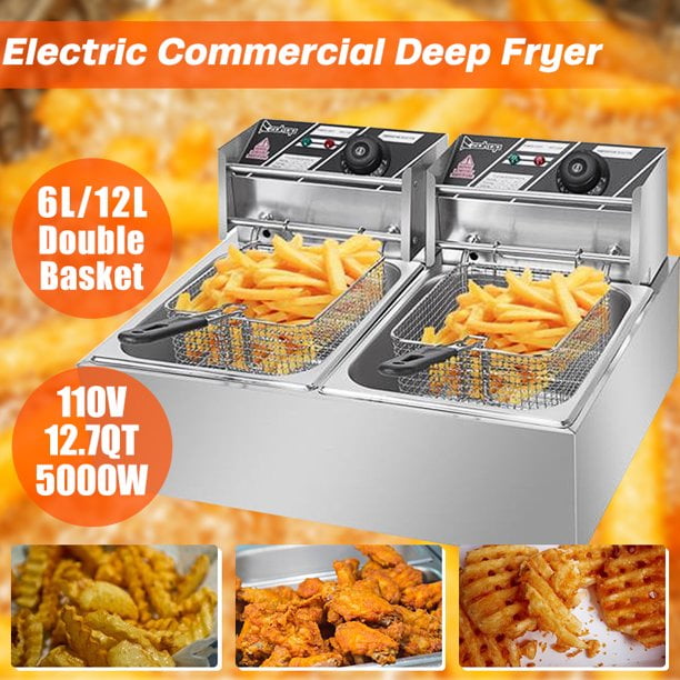 Deep Fryer Dual Basket, Home and Commercial Stainless Steel Deep Fryer