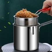Deep Fryer Pot, 304 Stainless Steel Mini Deep Fryer With Strainer Basket,Small Deep Fryer Multi-functional Cookware For Grilling Chicken Legs Fries And Chicken Cutlets.