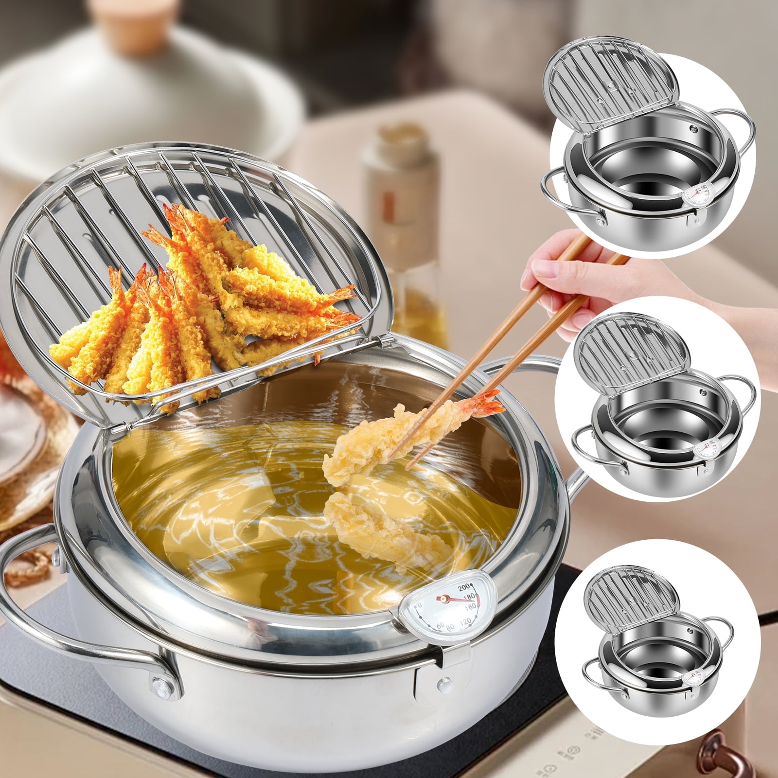 Deep Fryer Pot,Japanese Tempura Small Deep Fryer Stainless Steel Frying ...