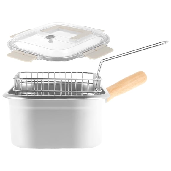 Deep Fryer Pot Stainless Steel Frying Pan with Basket and Handle Portable Square Deep Frying Pan with Lid Multifunctional Deep Fryer for Frying Fish Chicken and Fries.