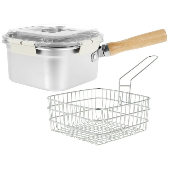 Deep Fryer Pot Stainless Steel Frying Pan with Basket and Handle Portable Square Deep Frying Pan with Lid Multifunctional Deep Fryer for Frying Fish Chicken and Fries