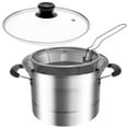 Deep Fryer Pot with Strainer Basket and Handle Stainless Steel Fryer