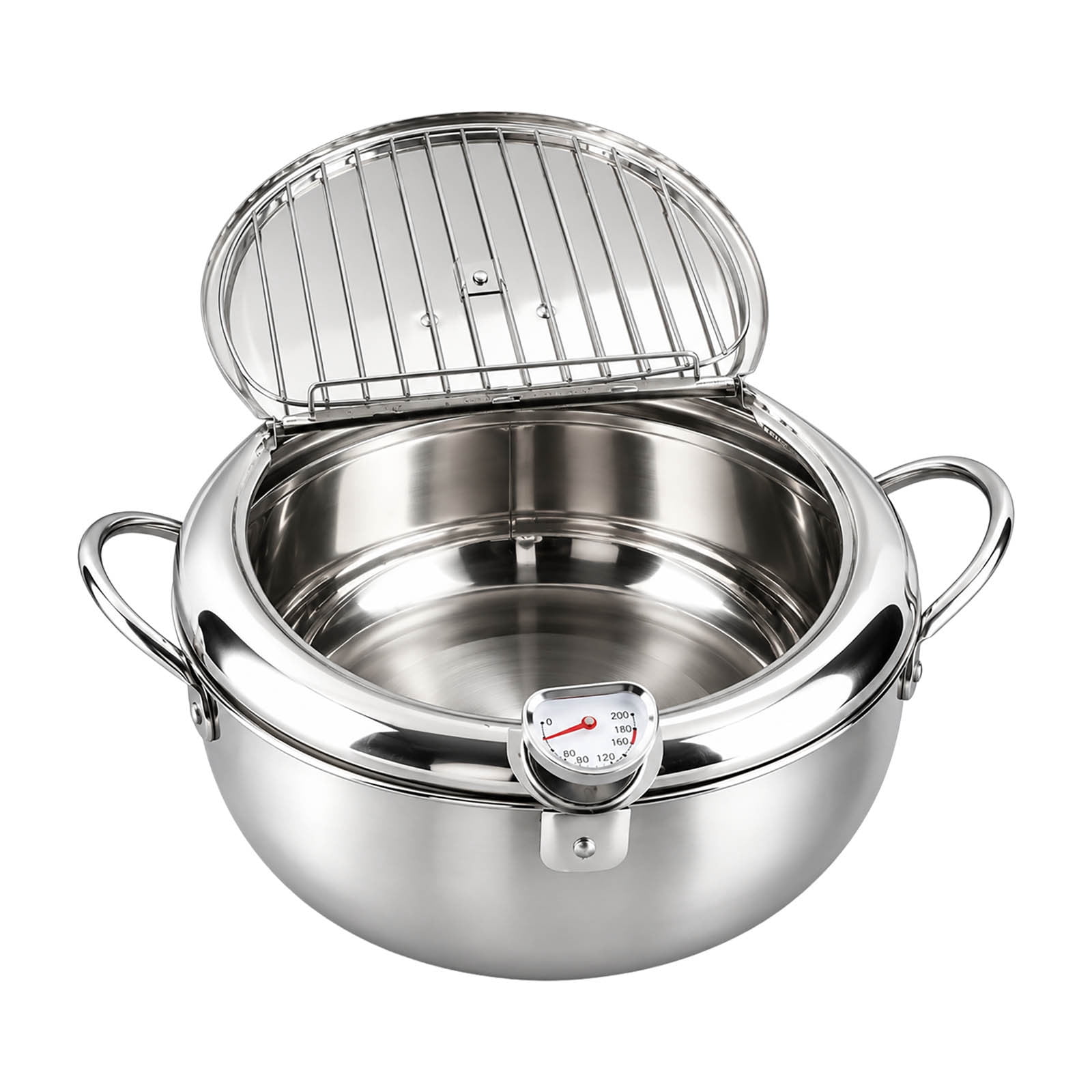 Formula 1 Rack Deep Fryer Pot with Thermometer, Stainless Steel Tempura Frying Pot ...