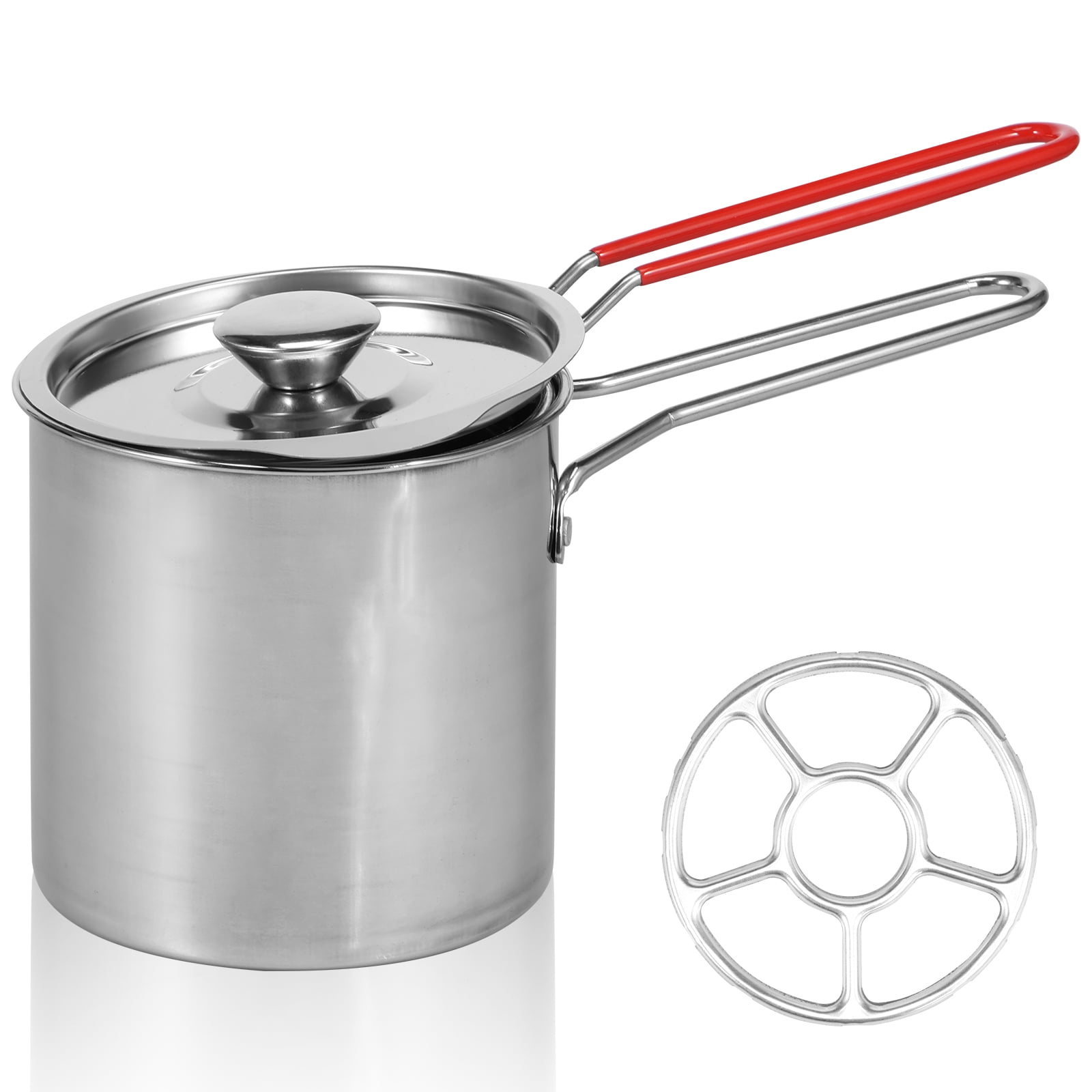 Deep Fryer with Strainer Basket and Handle Stainless Steel Fry Pot