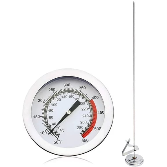 Deep Fryer Turkey Thermometer with Clip&15 inch - Best Professional Kitchen Pot Fryer Thermometer, Stainless Steel Fry Oil Thermometer, dial Thermometer for Candy and Meat Cooking