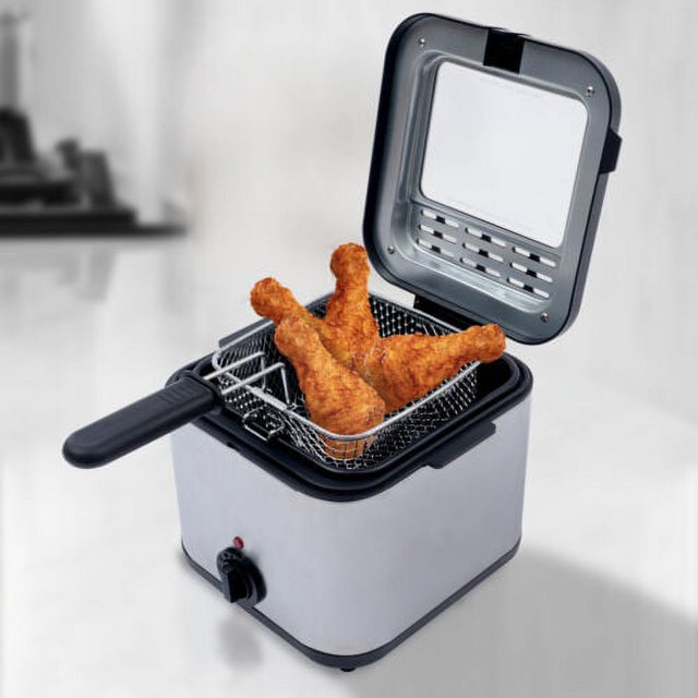 Deep Fryer With Basket 1000W 2.5L Small Fryer w/ View Window, Oil